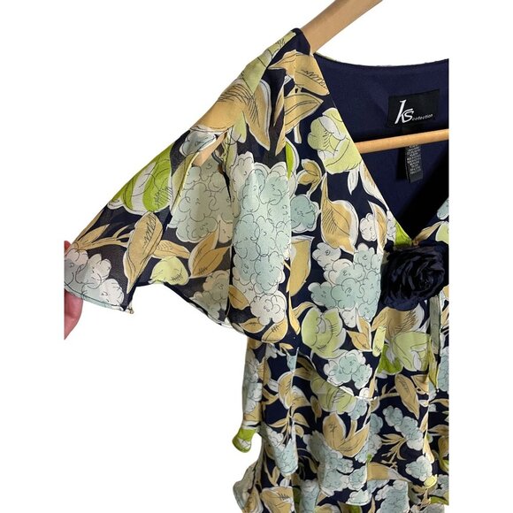 KS Collection Floral Flutter Sleeve Tiered Ruffled Midi Dress Sz 6 - Picture 6 of 12